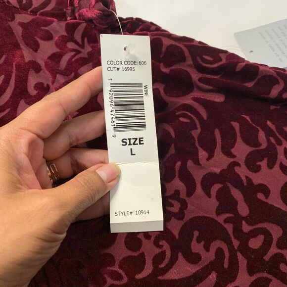 Jump Apparel Burgundy Red Burnout Velvet Sleeveless round Neck Sheath Dress L - Picture 10 of 12